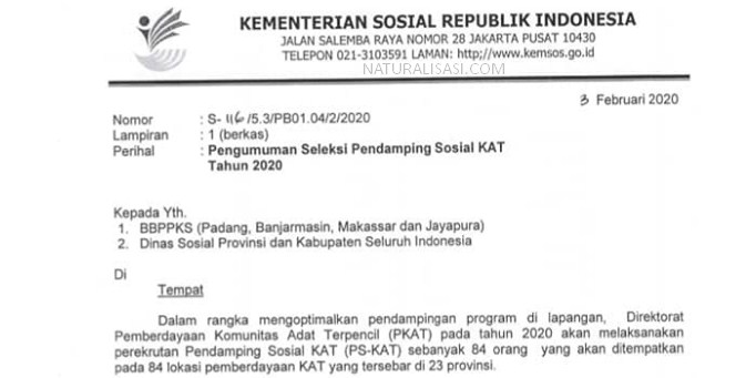 Seleksi Pendamping Sosial Komunitas Adat Terpencil (PS-KAT)